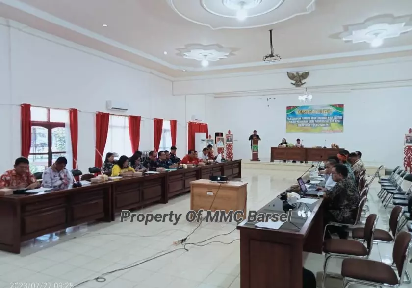 Kepala Bappeda Kab. Barsel Jaya Wardhana saat membacakan sambutan Sekda Barsel sekaligus membuka secara resmi  Konsultasi Publik  Pertama  KLHS – RPJPD Kab. Barsel  (foto:hn2r)