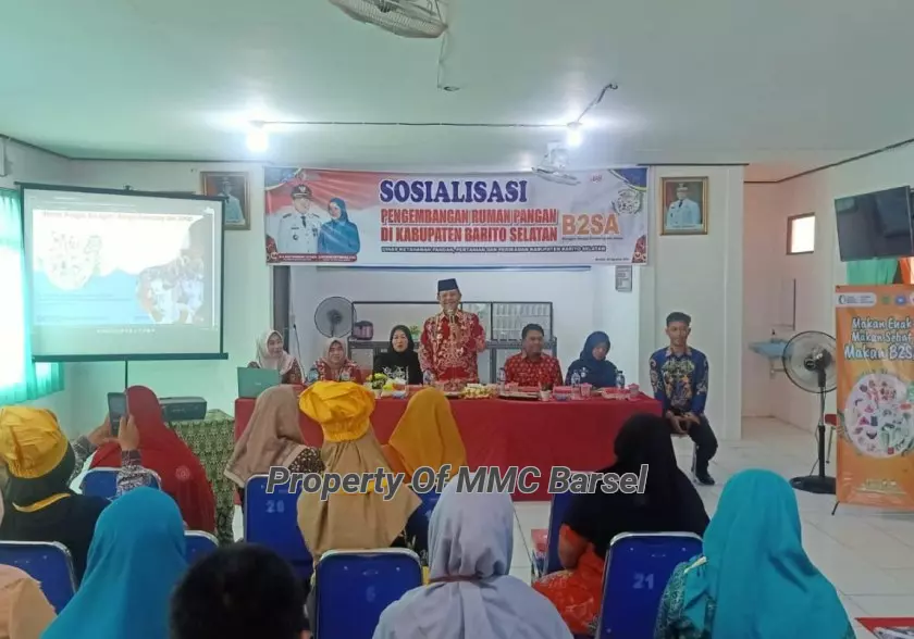 Pj. Bupati Barsel H. Deddy Winarwan saat menyampaikan sambutan Sosialisasi Rumah Pangan B2SA di Kel.Buntok Kota (Foto:JN)