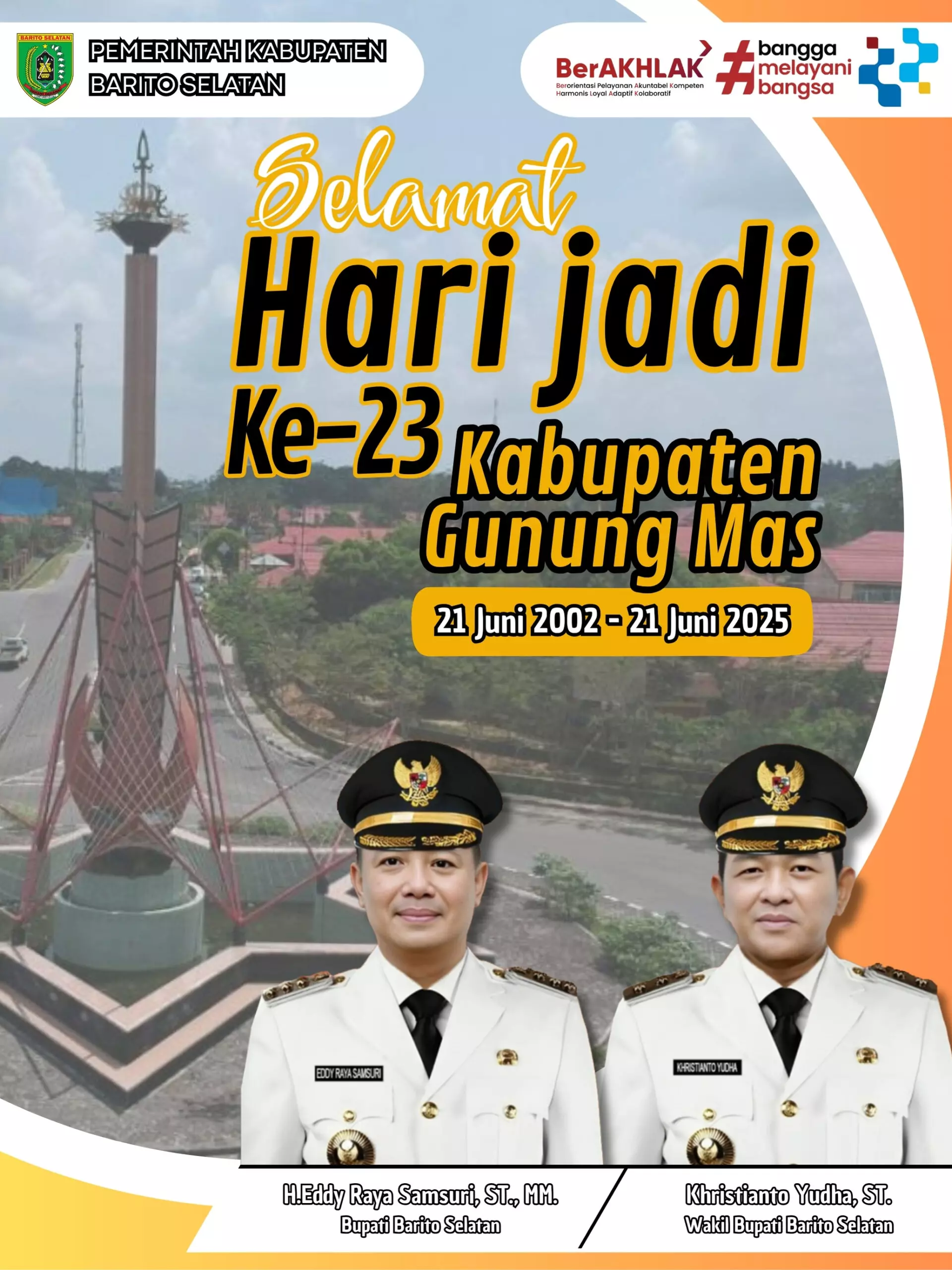 Ucapan Hari Jadi Ke-23 Kabupaten Gunung Mas