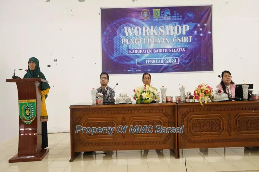 Laporan Plt. Kepala Dinas Kominfo Kab.Barsel yang di Bacakan Sekretaris Dinas Faridah Hadiyatul Chasanah (Foto:HN2R/DIEN/SNH/BUS)