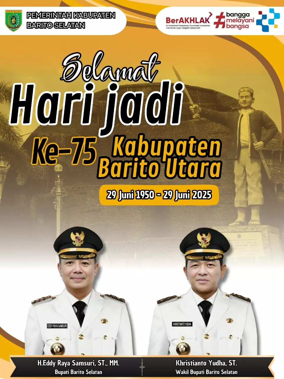Ucapan selamat hari jadi ke 75 kab. Barito utara